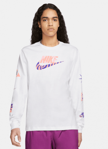 M NSW FESTIVAL HBR LS TEE-Pánské volnočasové triko bílé