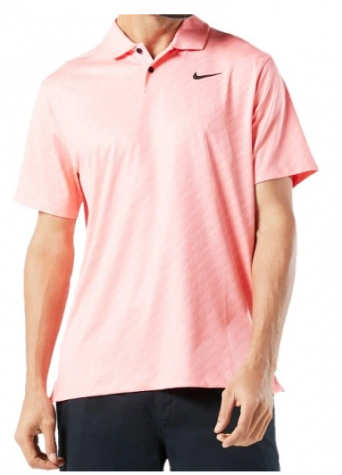 Nike Vapor Micro Stripes-Pánské golfové polo světle lososové