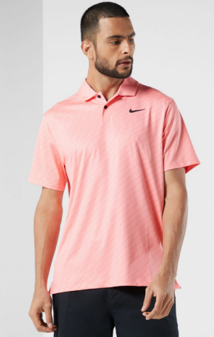Nike Vapor Micro Stripes-Pánské golfové polo lososové