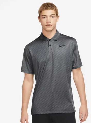 Nike Vapor Micro Stripes-Pánské golfové polo šedo-černé