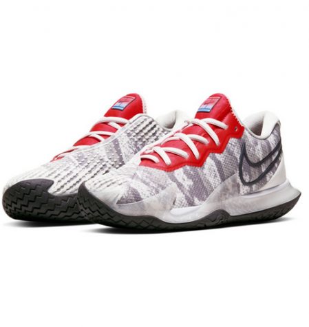 NikeCourt Air Zoom Vapor Cage 4-Dámské tenisové halové boty šedo-čevené