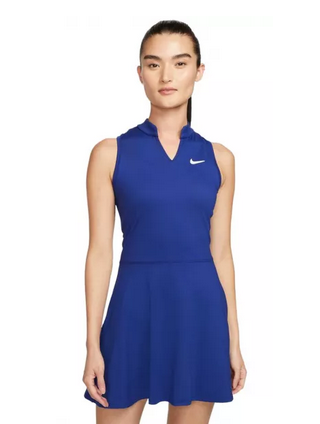 W NKCT DF VICTORY DRESS-Dámské tenisové šaty modré