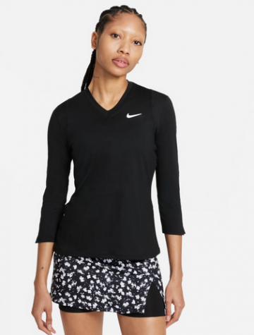 W NKCT VCTRY DF TOP 3/4 SLV-Dámské tenisové triko černé