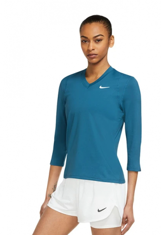 W NKCT VCTRY DF TOP 3/4 SLV-Dámské tenisové triko petrolejové