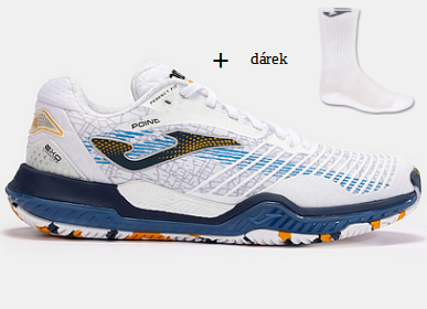 POINT MEN 2402 WHITE BLUE-Pánské tenisové antukové boty