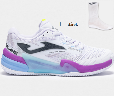 Joma ROLAND LADY 2402 WHITE VIOLET-Dámské tenisové antukové boty