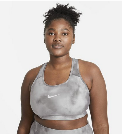 Nike Swoosh Icon Clash-Dámská sportovní podprsenka šedo-žíhaná